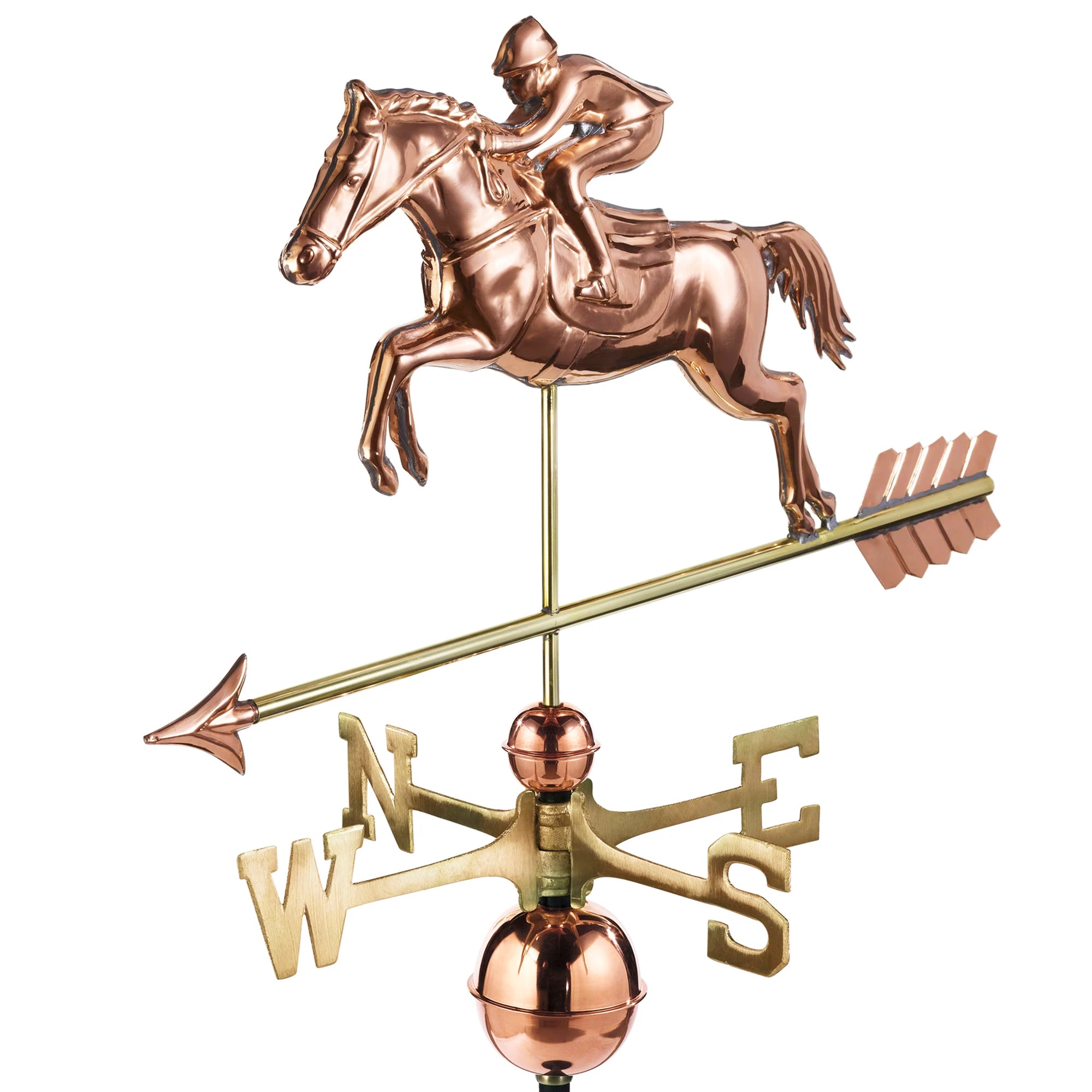 Jumping Horse and Rider Copper Weathervane