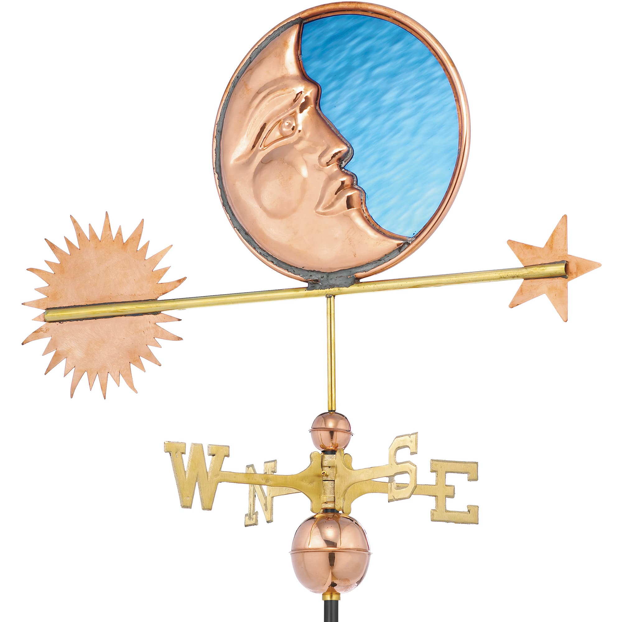 Stained Glass Moon Copper Weathervane