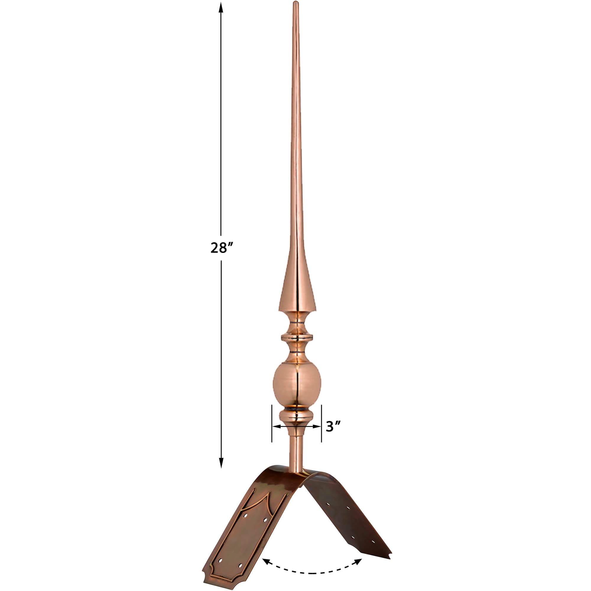Aragon Copper Finial with Decorative Mount