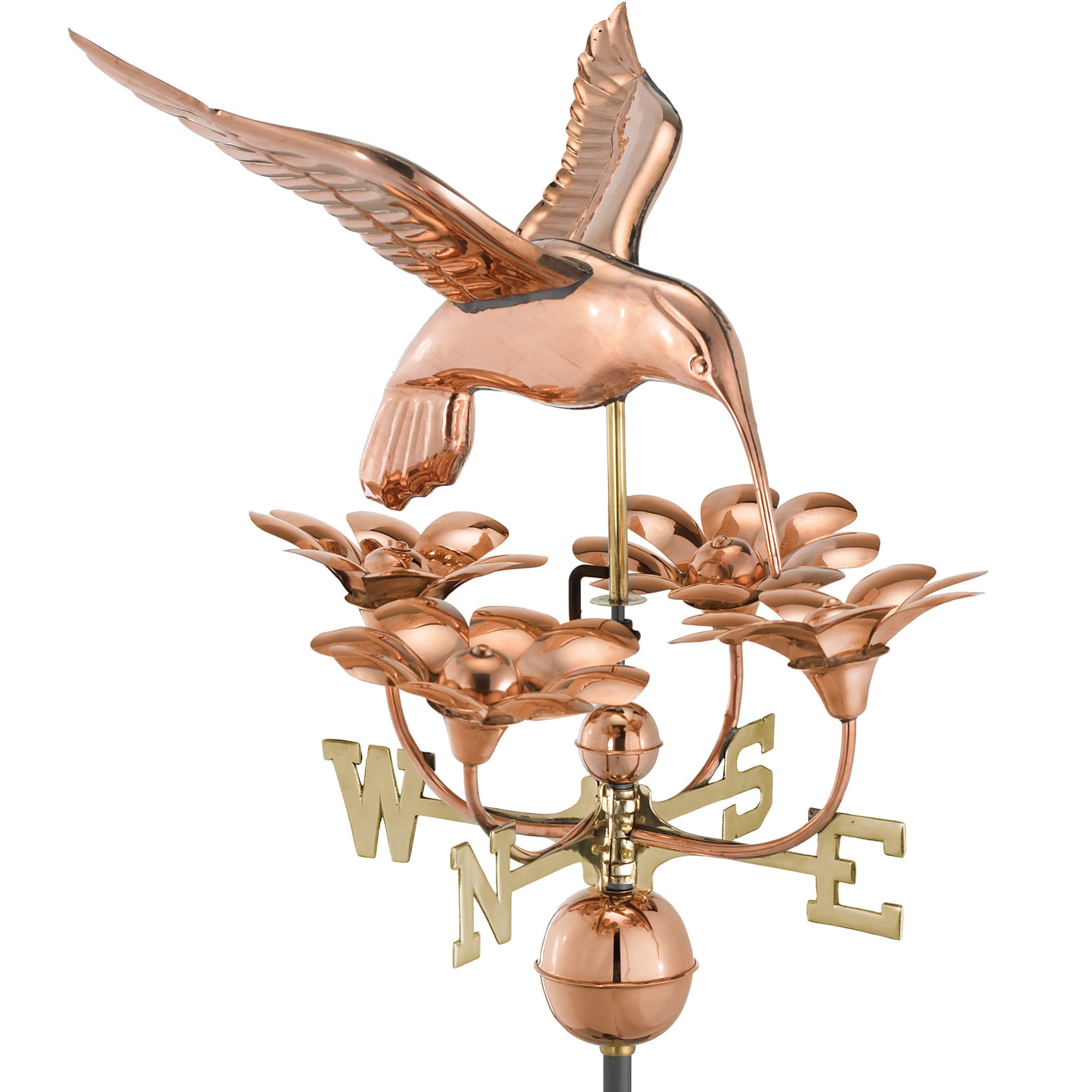 Hummingbird with Flowers Copper Weathervane