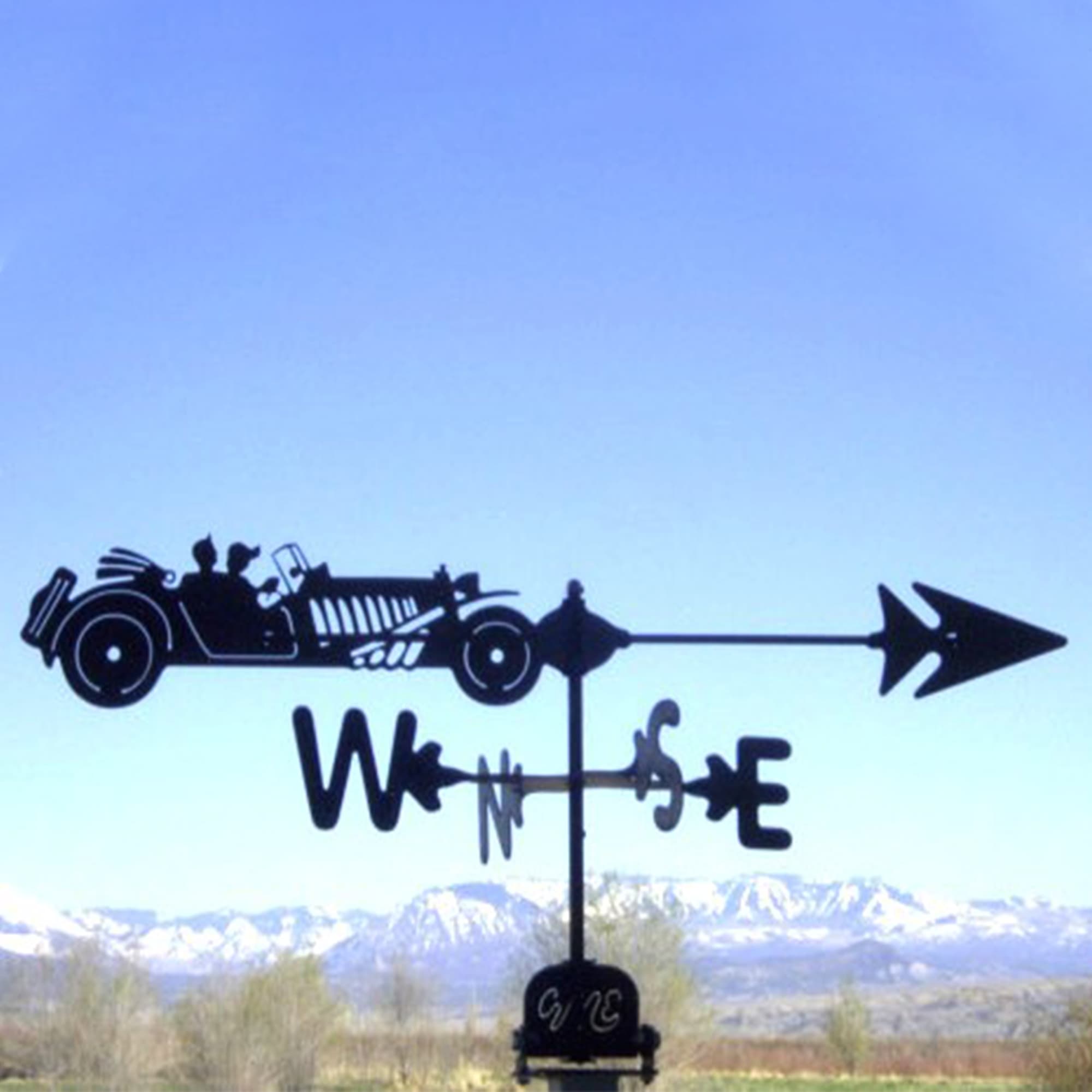 Antique Car Black Steel Weathervane