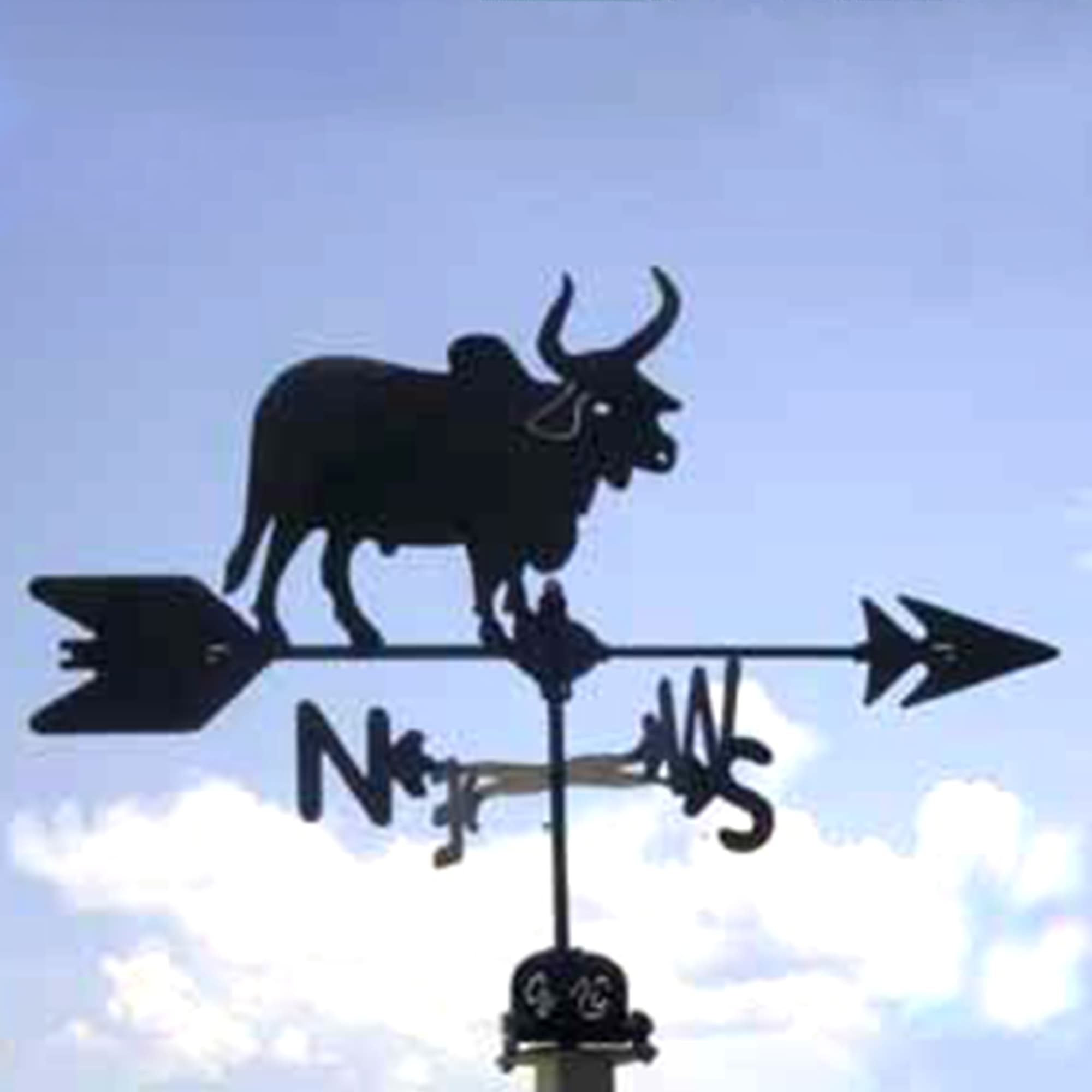 Brahma Bull Black Steel Weathervane