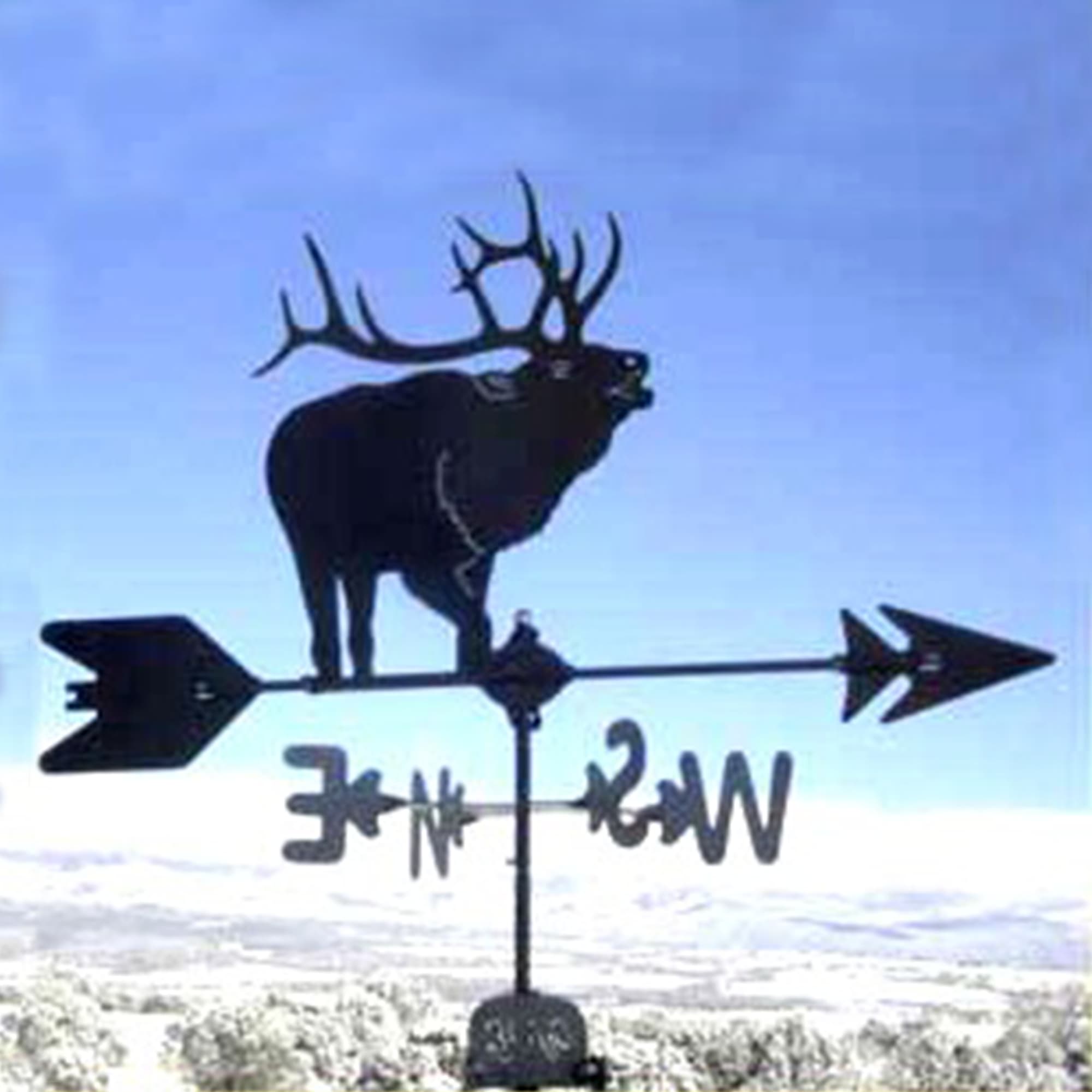 Bugling Elk Black Steel Weathervane