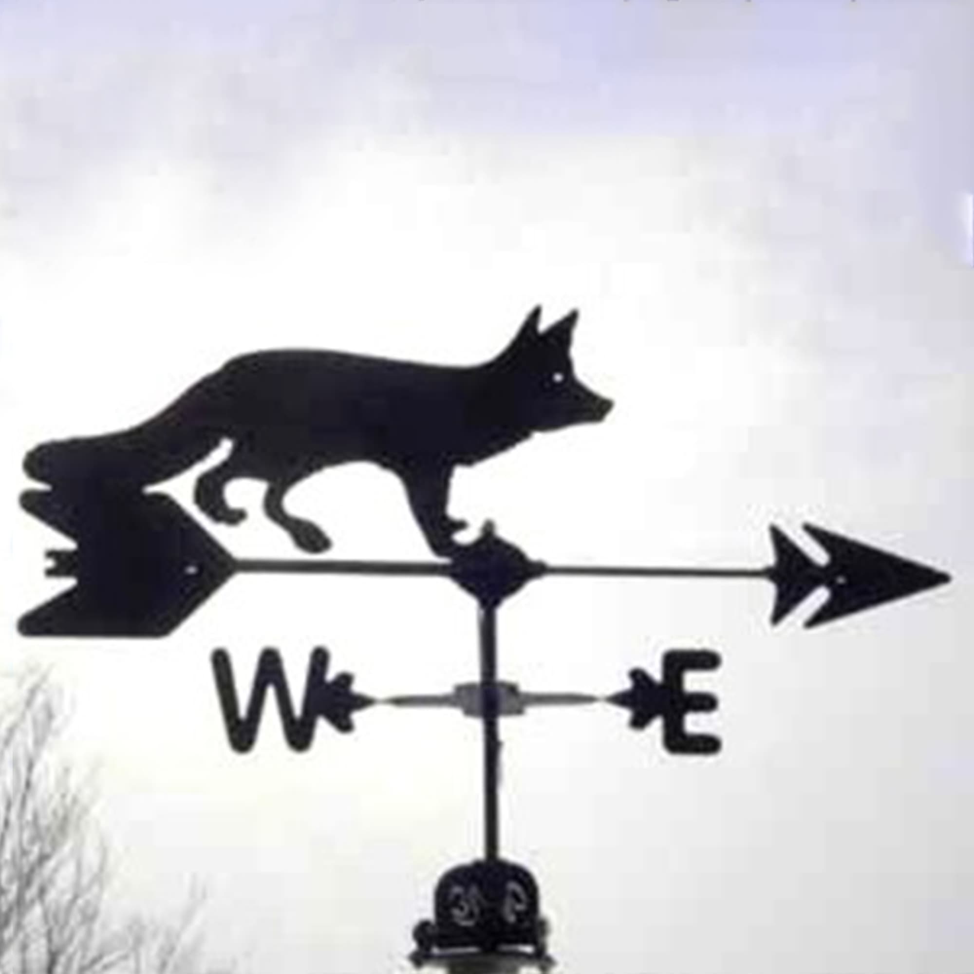 Bushy Tailed Fox Black Steel Weathervane