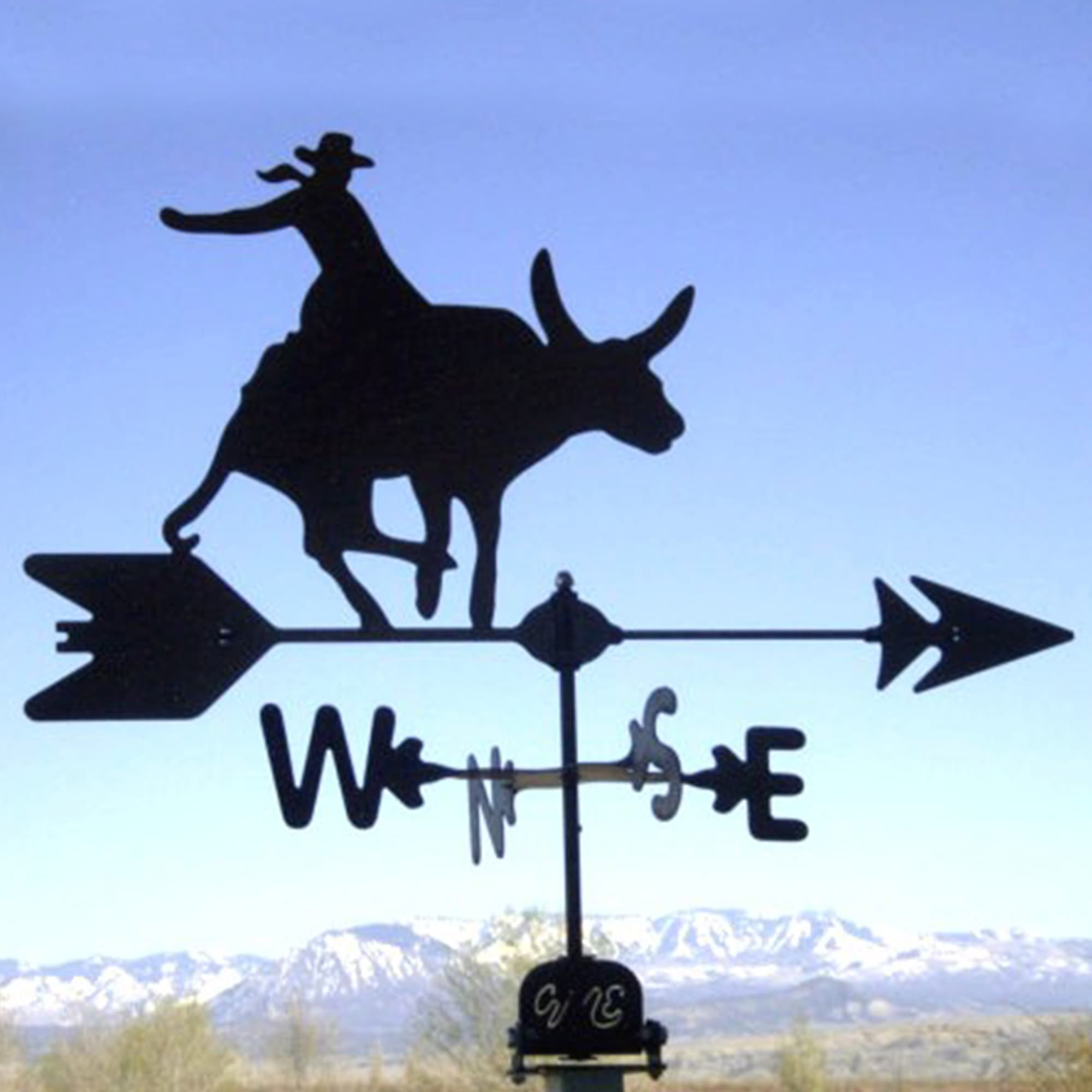 Bull Rider Black Steel Weathervane