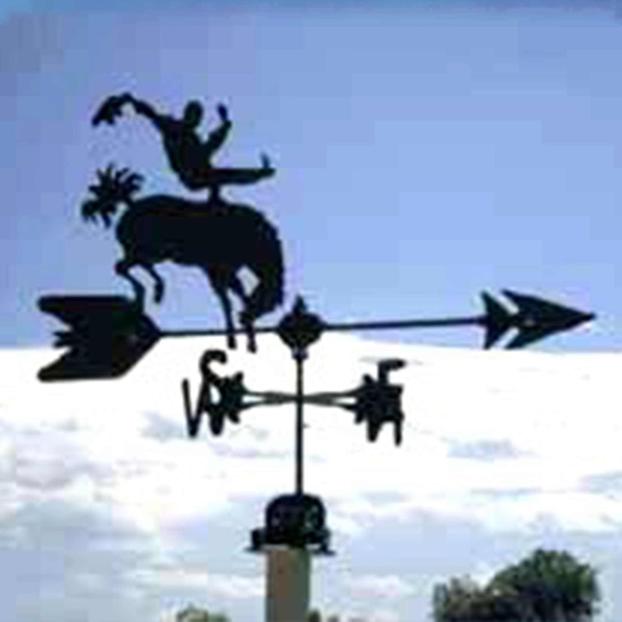 Bronco Rider Black Steel Weathervane