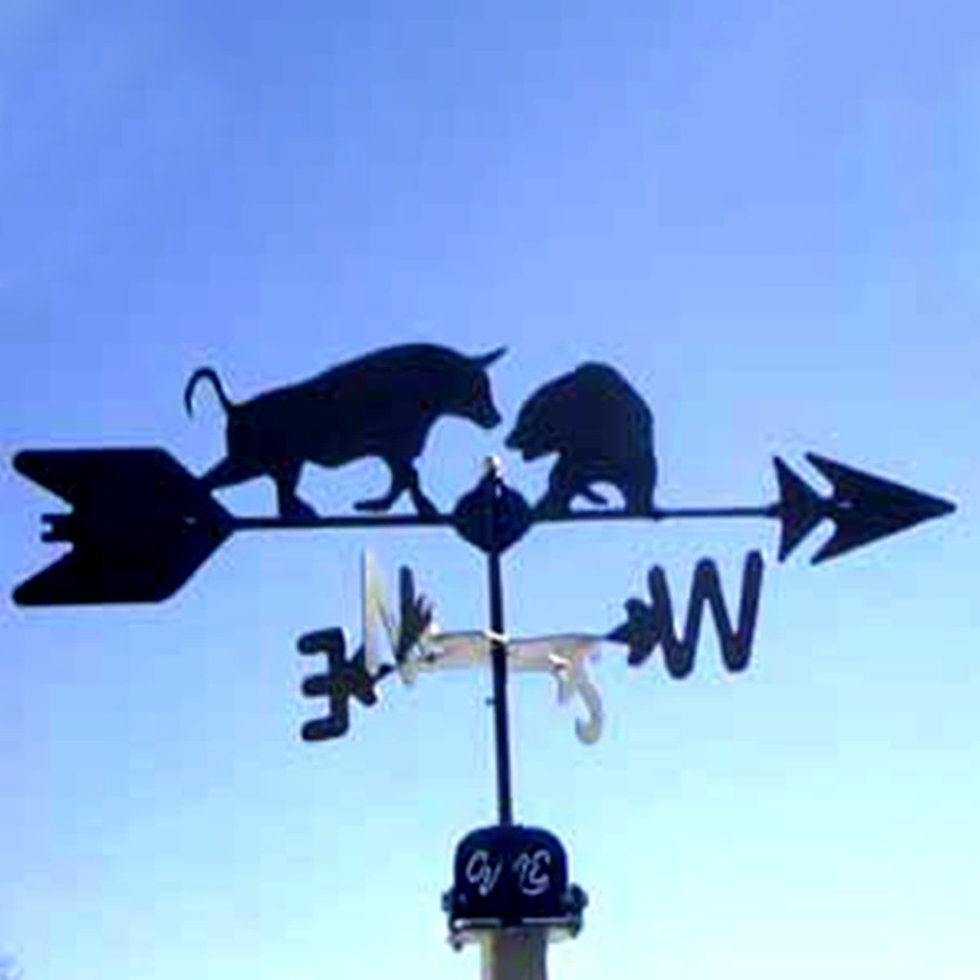 Bull and Bear Black Steel Weathervane