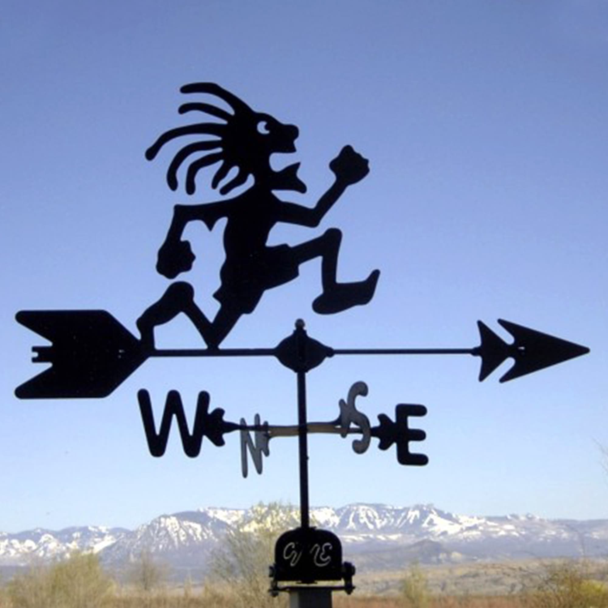 Crazy Kokopelli Black Steel Weathervane