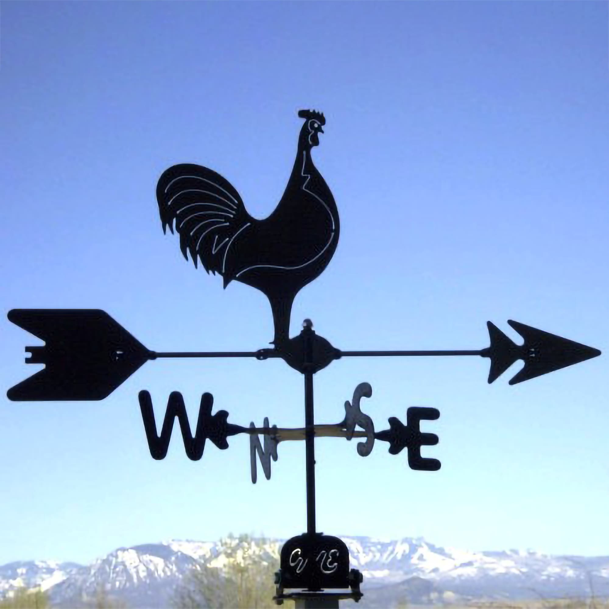 Classic Rooster Black Steel Weathervane