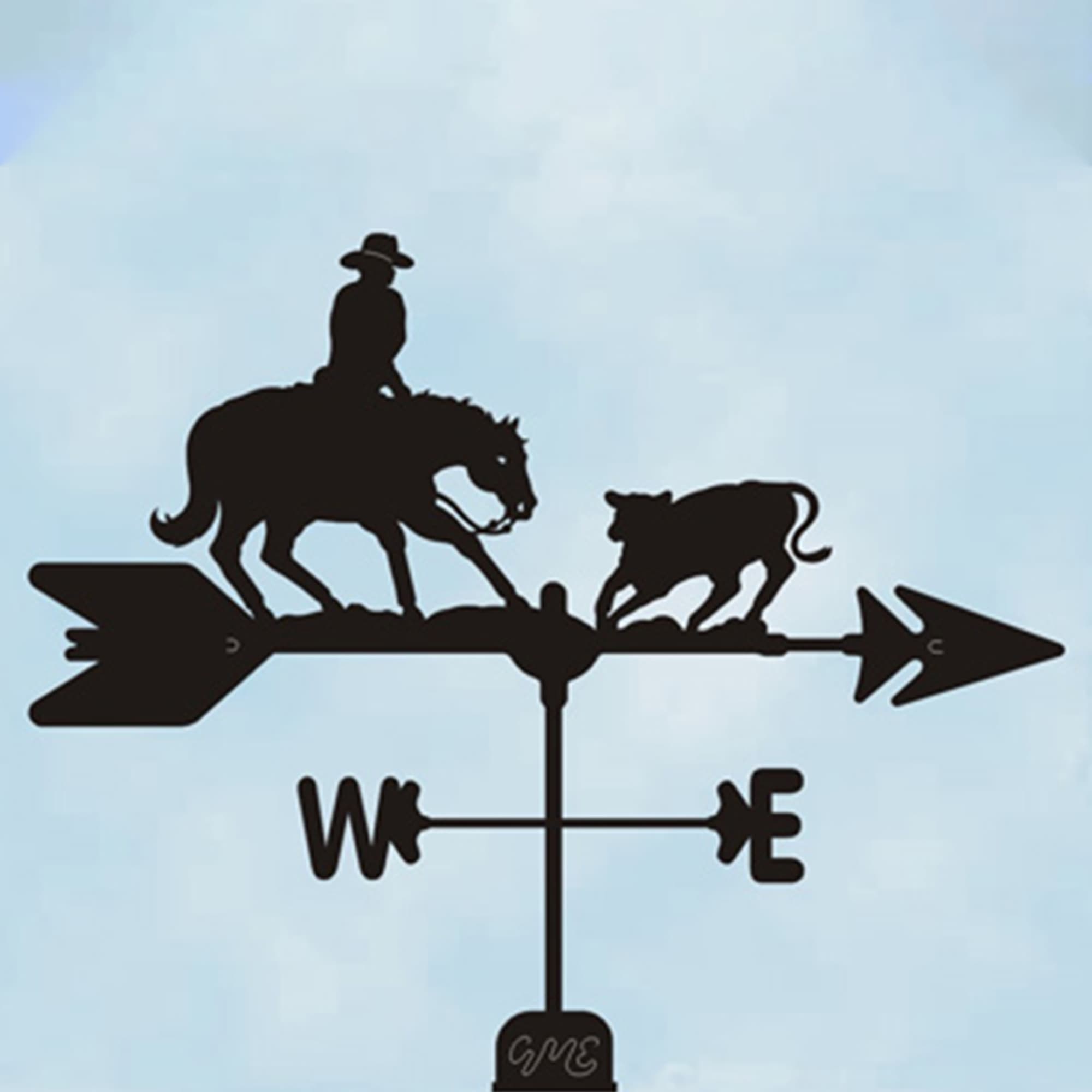 Cutting Horse Black Steel Weathervane