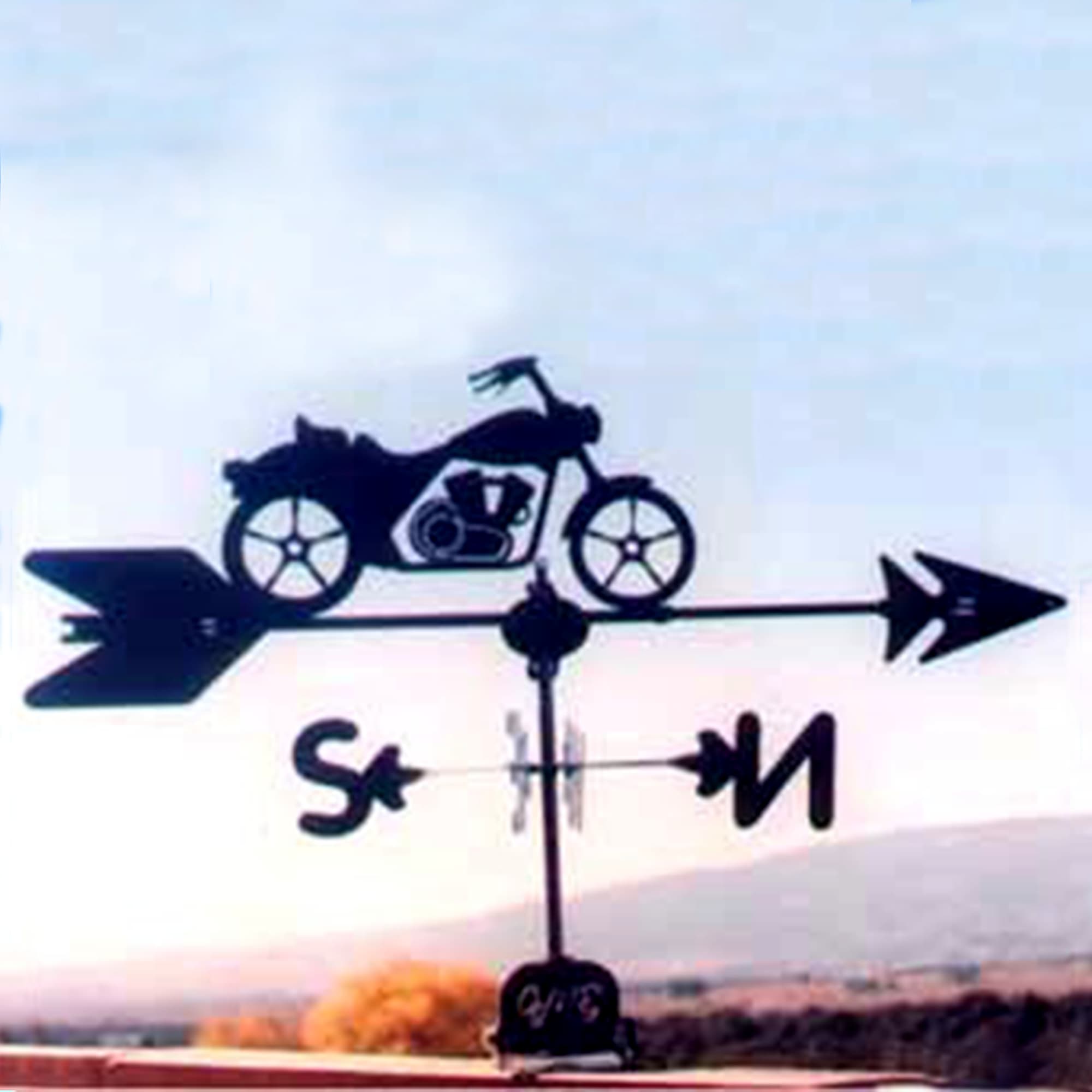 Motorcycle Black Steel Weathervane