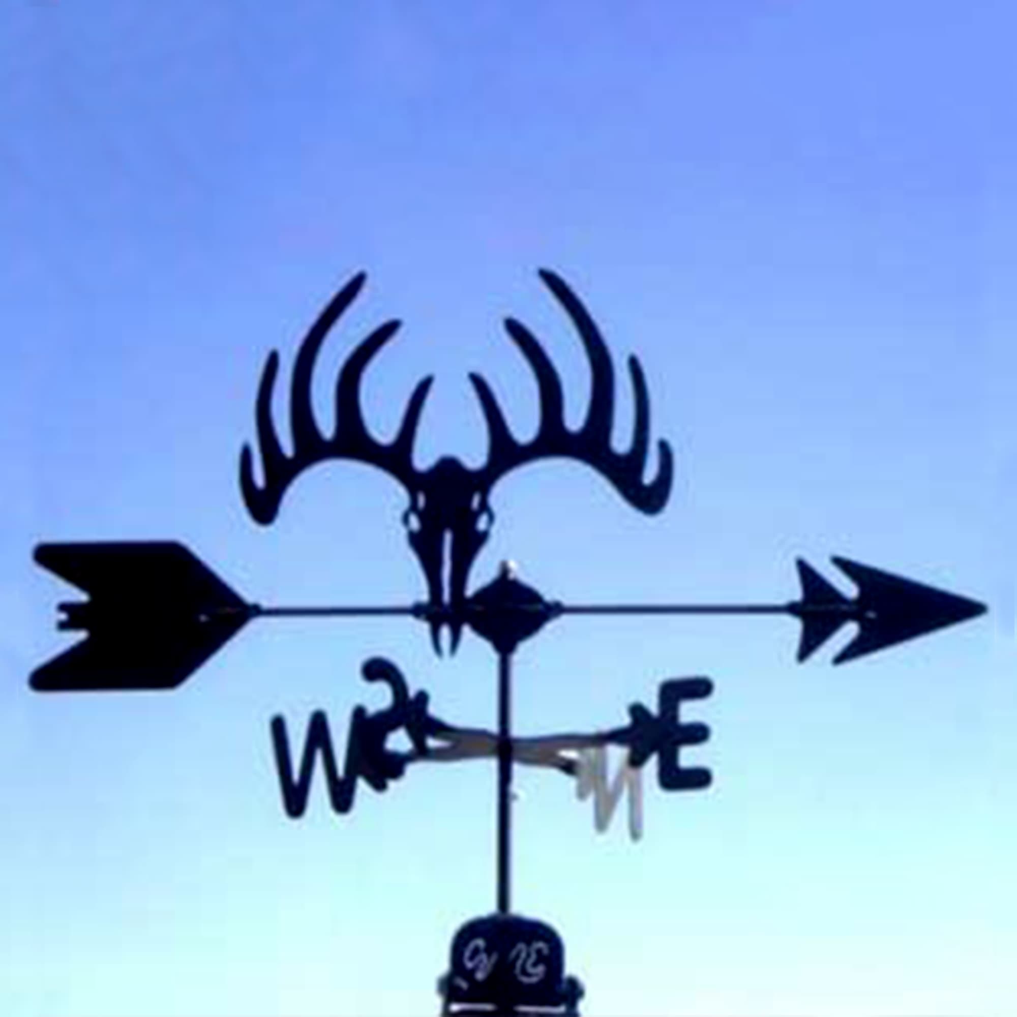 Deer Skull Black Steel Weathervane