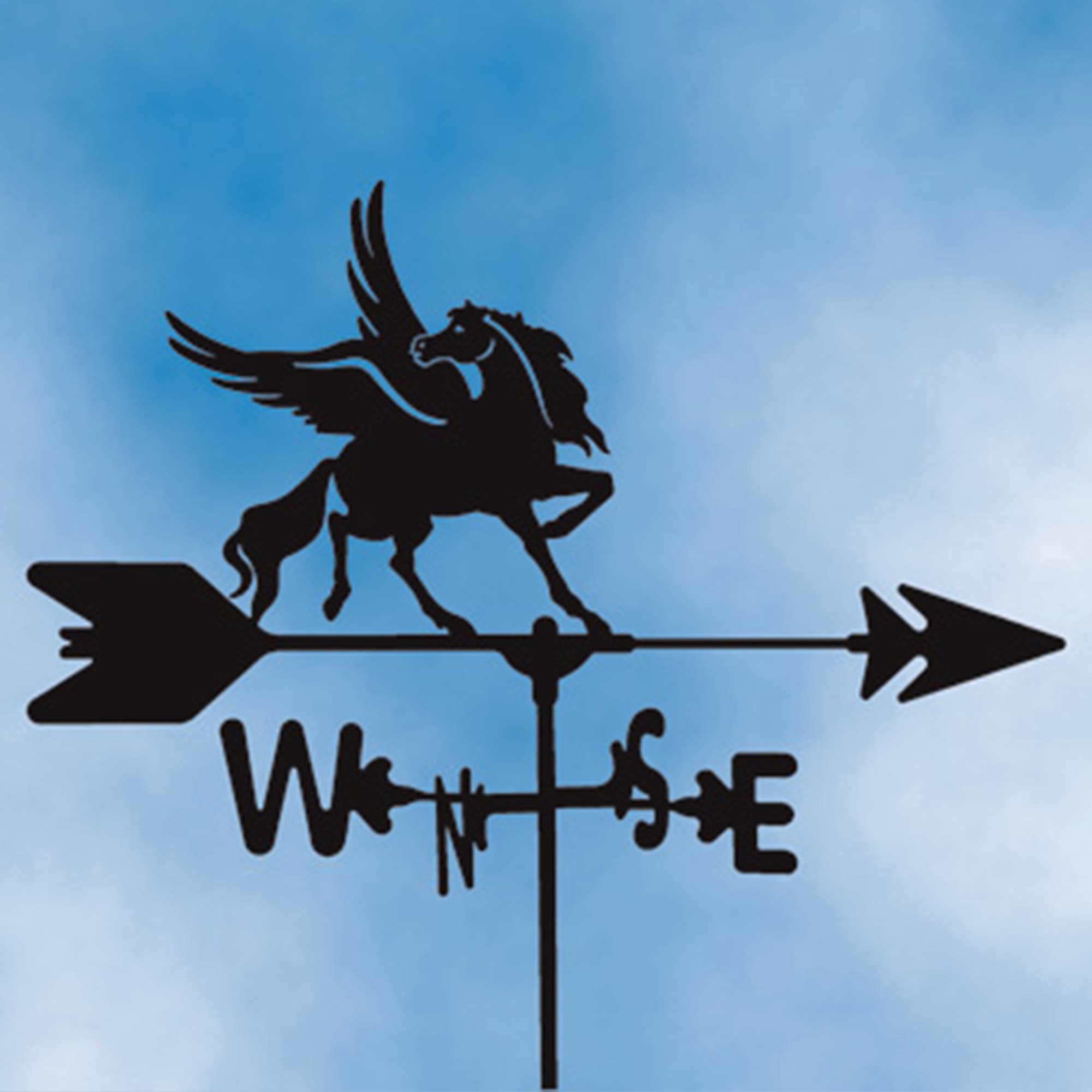 Flying Horse Black Steel Weathervane