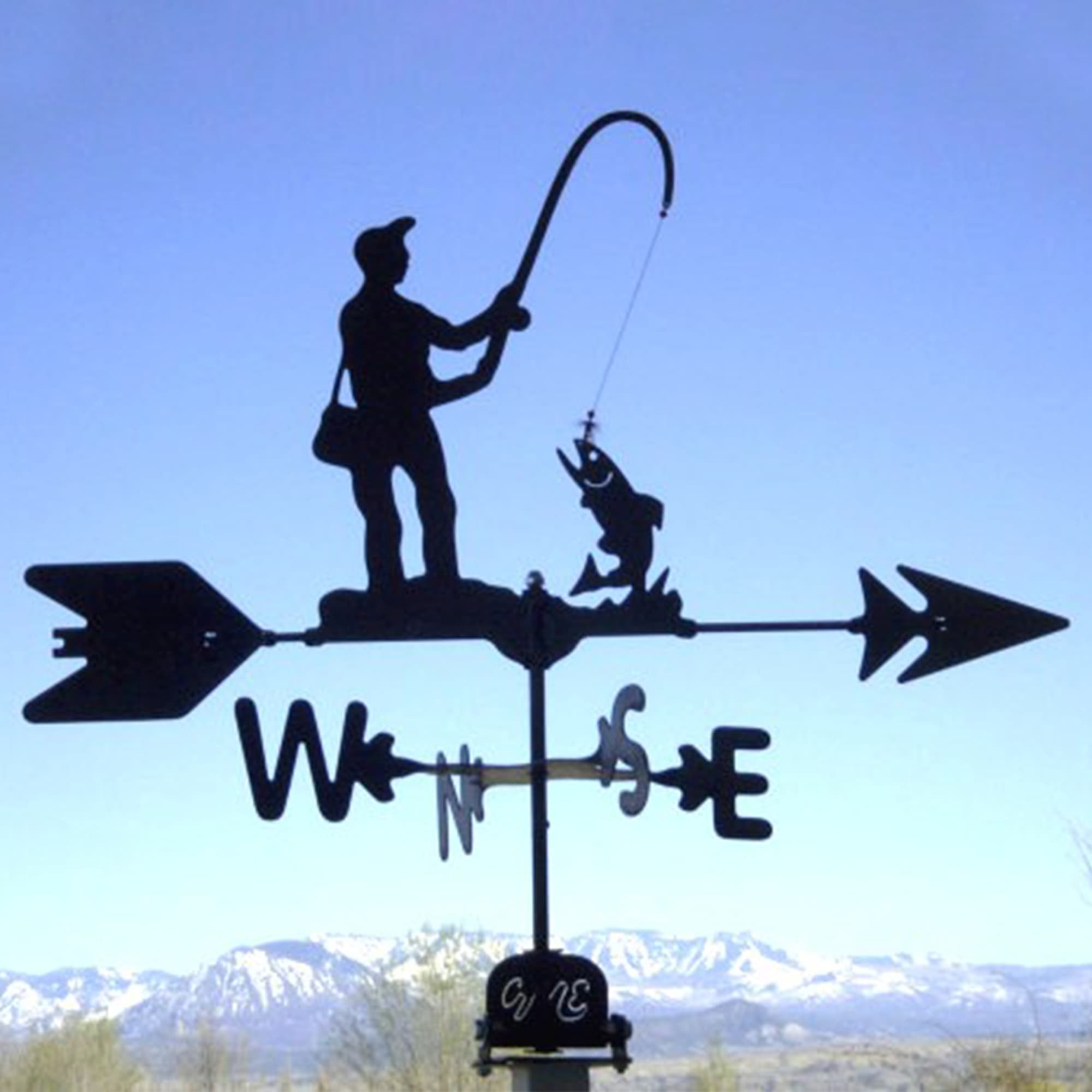 Fisherman Black Steel Weathervane