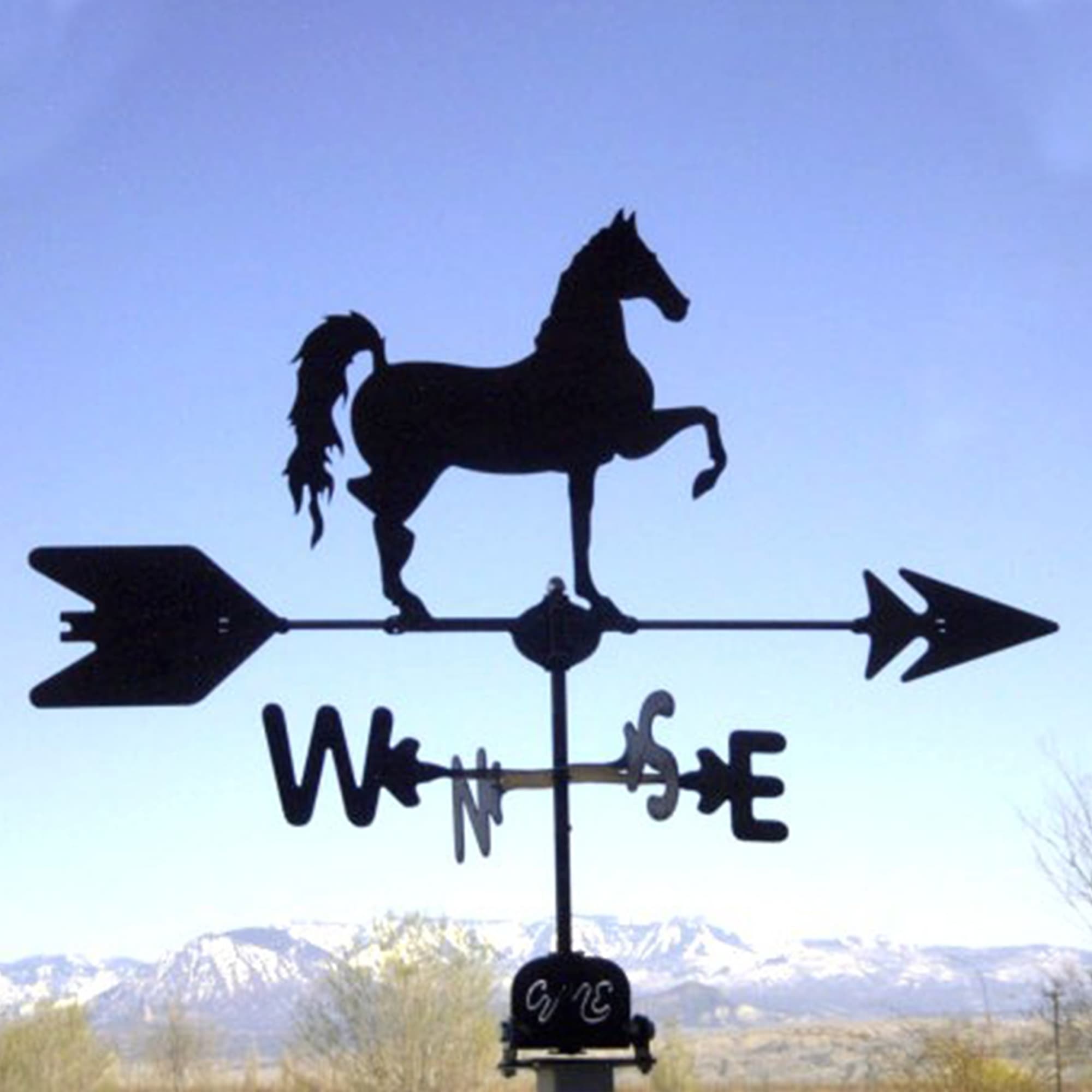 Prancing Horse Black Steel Weathervane