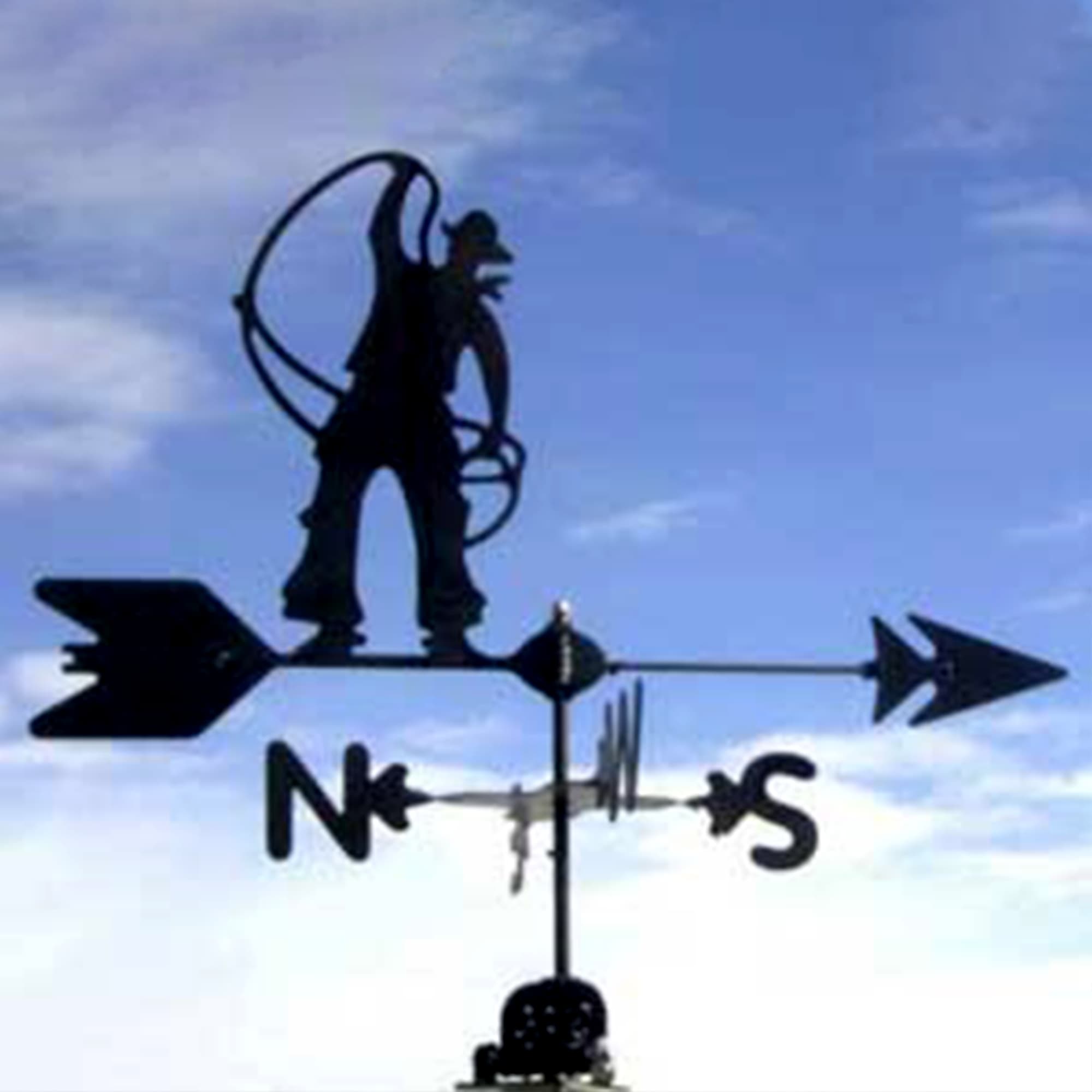 Roping Cowboy Black Steel Weathervane