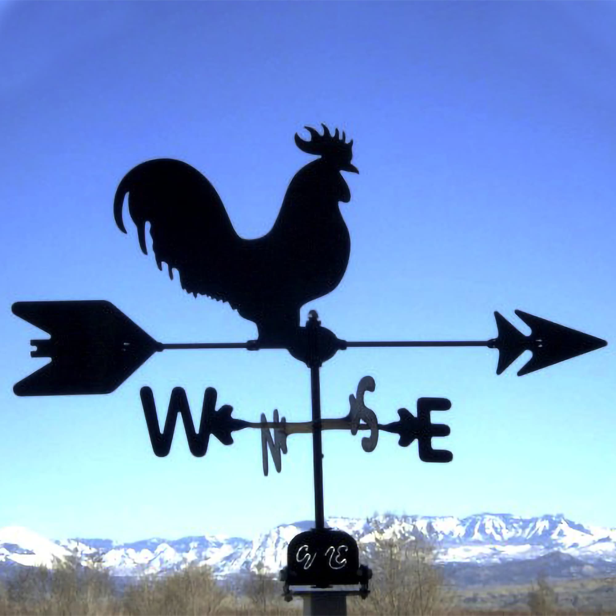 Rooster Black Steel Weathervane