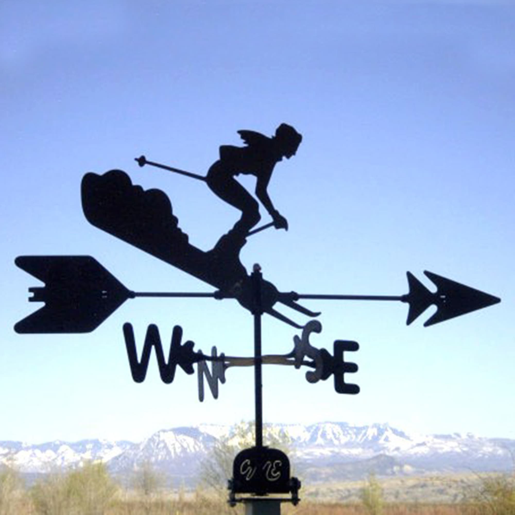 Downhill Skier Black Steel Weathervane