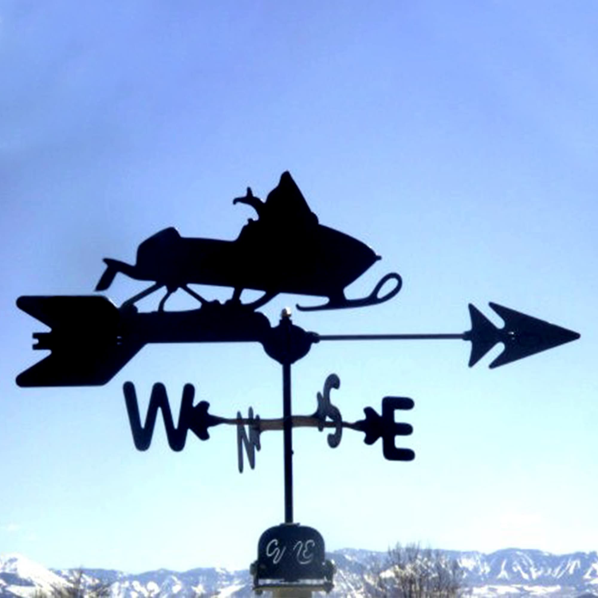 Snowmobile Black Steel Weathervane