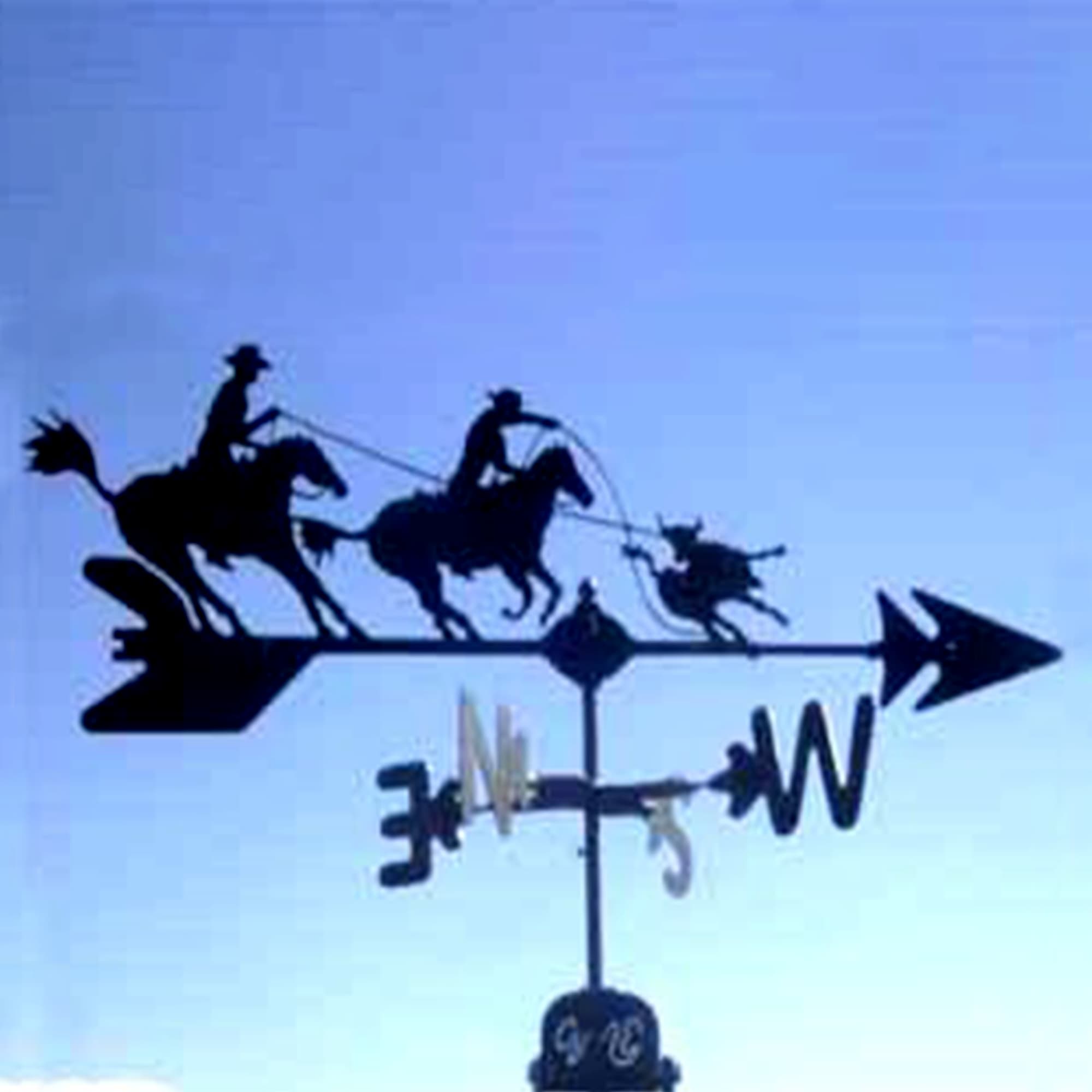 Team Ropers Black Steel Weathervane