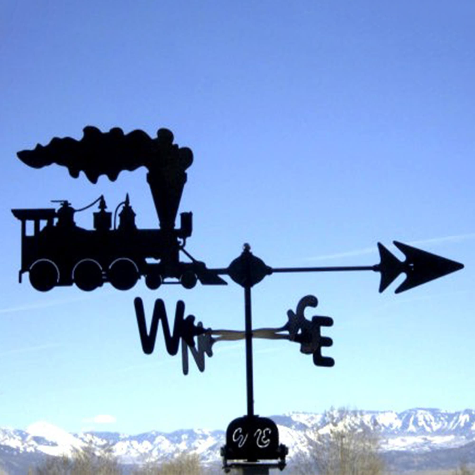 Train Black Steel Weathervane