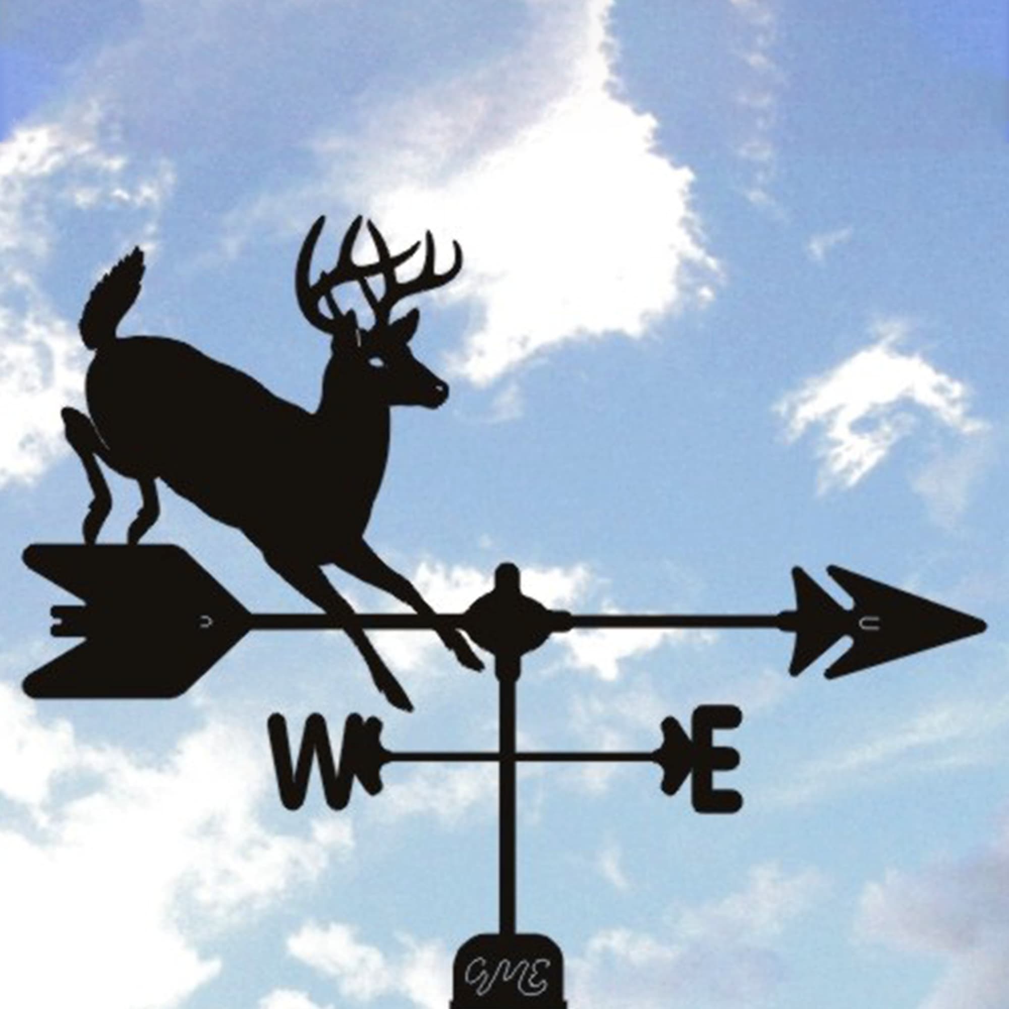 Whitetail Deer Black Steel Weathervane