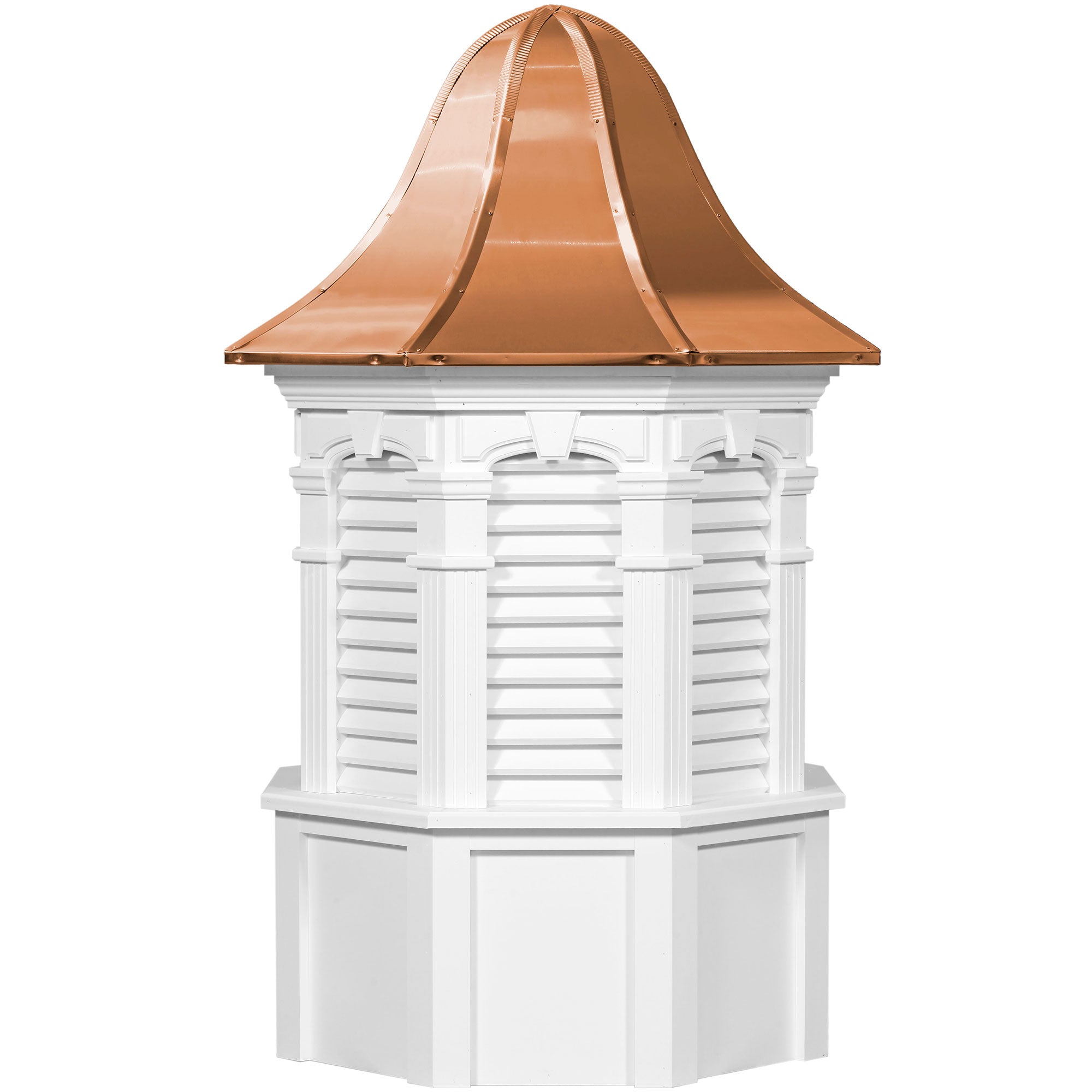 Plymouth Vinyl Cupola with Louvers and Copper Roof